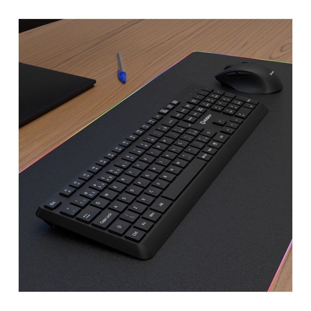 Imagem 6 de 6 do produto Teclado Office Husky Vero 200 Sem Fio 2.4GHz, Silencioso, Perfil Baixo, Full Size ABNT2, Preto -  HTO200PT