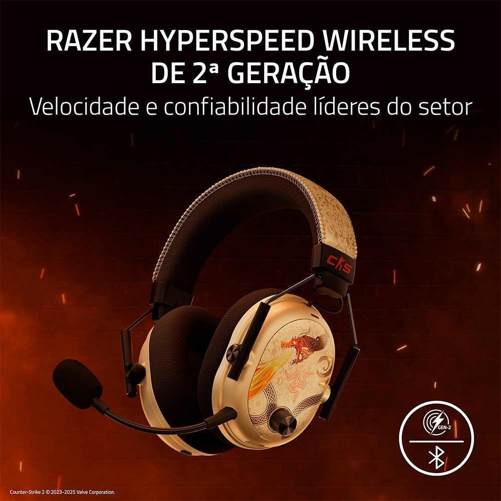 Imagem 10 de 11 do produto Headset Sem Fio Gamer Razer Blackshark V3 Pro, Edição Counter-Strike 2, ANC, Drivers 50mm, Preto - RZ04-05400800