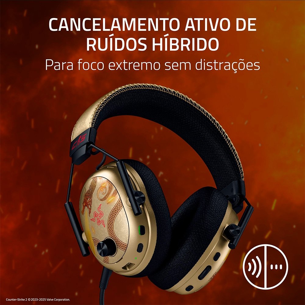 Imagem 9 de 11 do produto Headset Sem Fio Gamer Razer Blackshark V3 Pro, Edição Counter-Strike 2, ANC, Drivers 50mm, Preto - RZ04-05400800