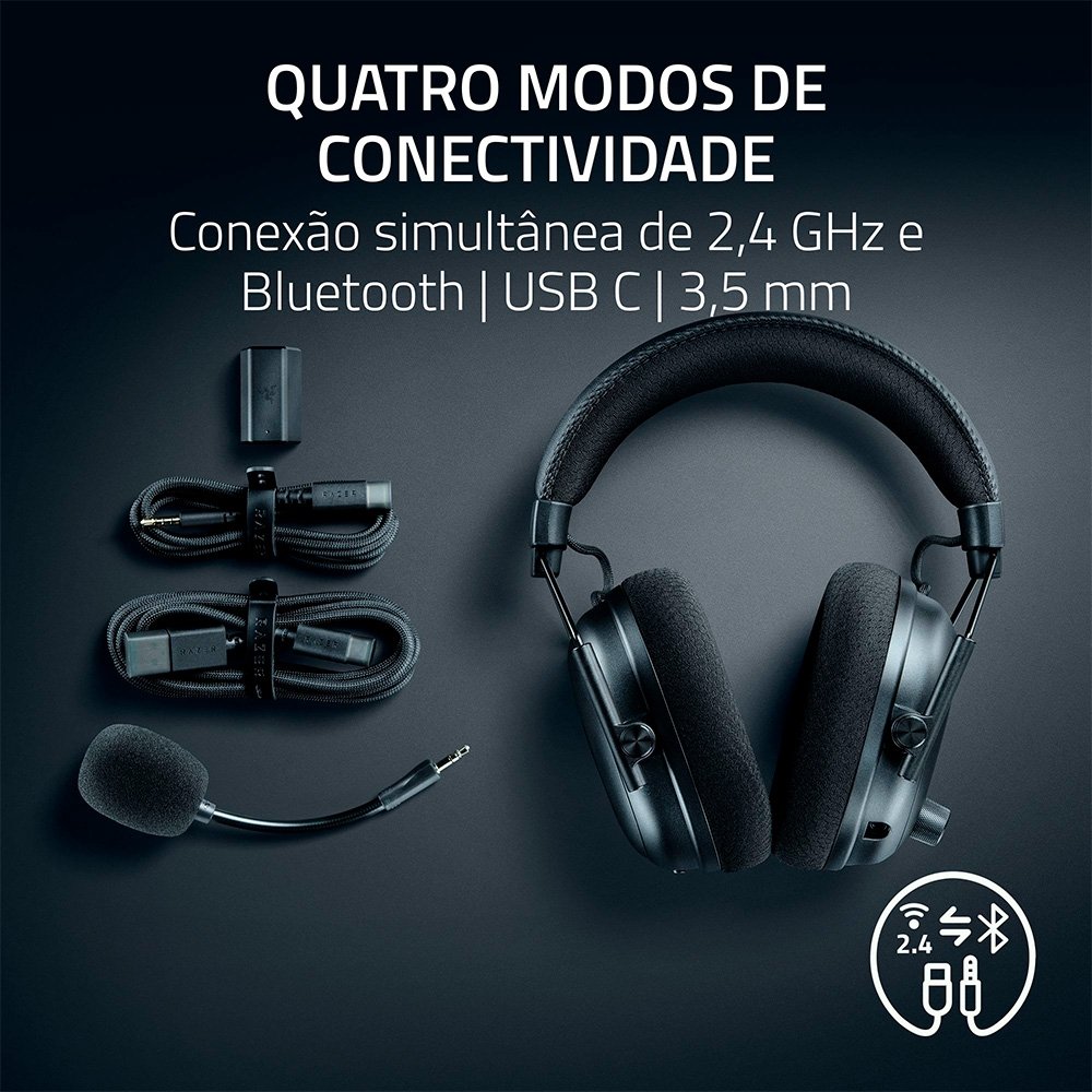 Imagem 8 de 11 do produto Headset Sem Fio Gamer Razer Blackshark V3 Pro, Edição Counter-Strike 2, ANC, Drivers 50mm, Preto - RZ04-05400800