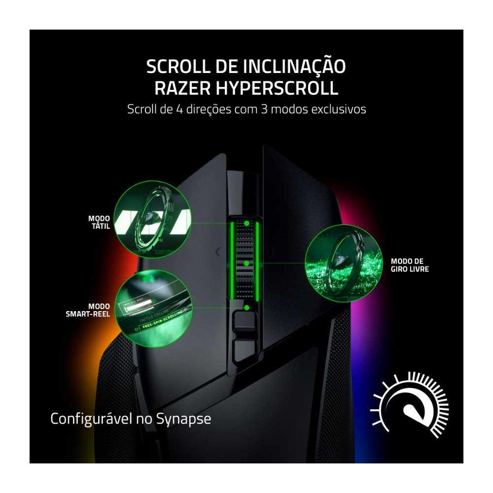 Imagem 2 de 5 do produto Mouse Gamer Sem Fio Razer Basilisk V3 Pro 35K, Sensor 35K DPI, RGB, Preto - RZ01-05240100