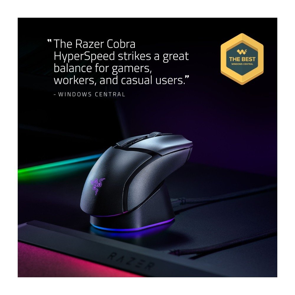 Mouse Gamer Sem Fio ( Balão.info) Cobra HyperSpeed, ( Balão.info) DPI, RGB Chroma, Sensor Focus X, 9 Botões Personalizáveis, Ultra-Leve, Preto - RZ01-( Balão.info - foto 2