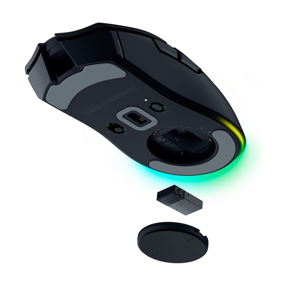 Imagem 6 de 7 do produto Mouse Gamer Sem Fio Razer Cobra HyperSpeed, 26000 DPI, RGB Chroma, Sensor Focus X, 9 Botões Personalizáveis, Ultra-Leve, Preto - RZ01-05570100