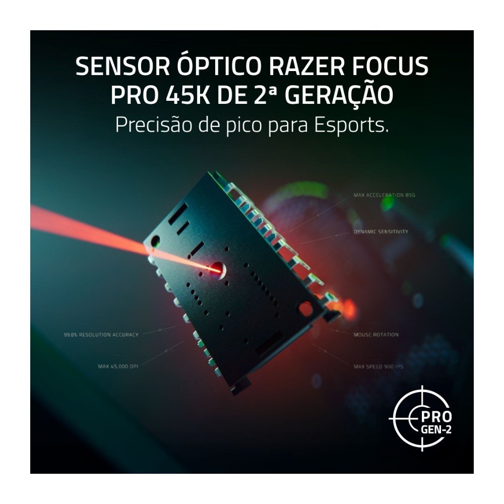 Imagem 5 de 5 do produto Mouse Gamer Sem Fio Razer DeathAdder V4 Pro, Até 45000 DPI, Ultra-Leve, HyperSpeed Wireless, Preto - RZ01-05330100