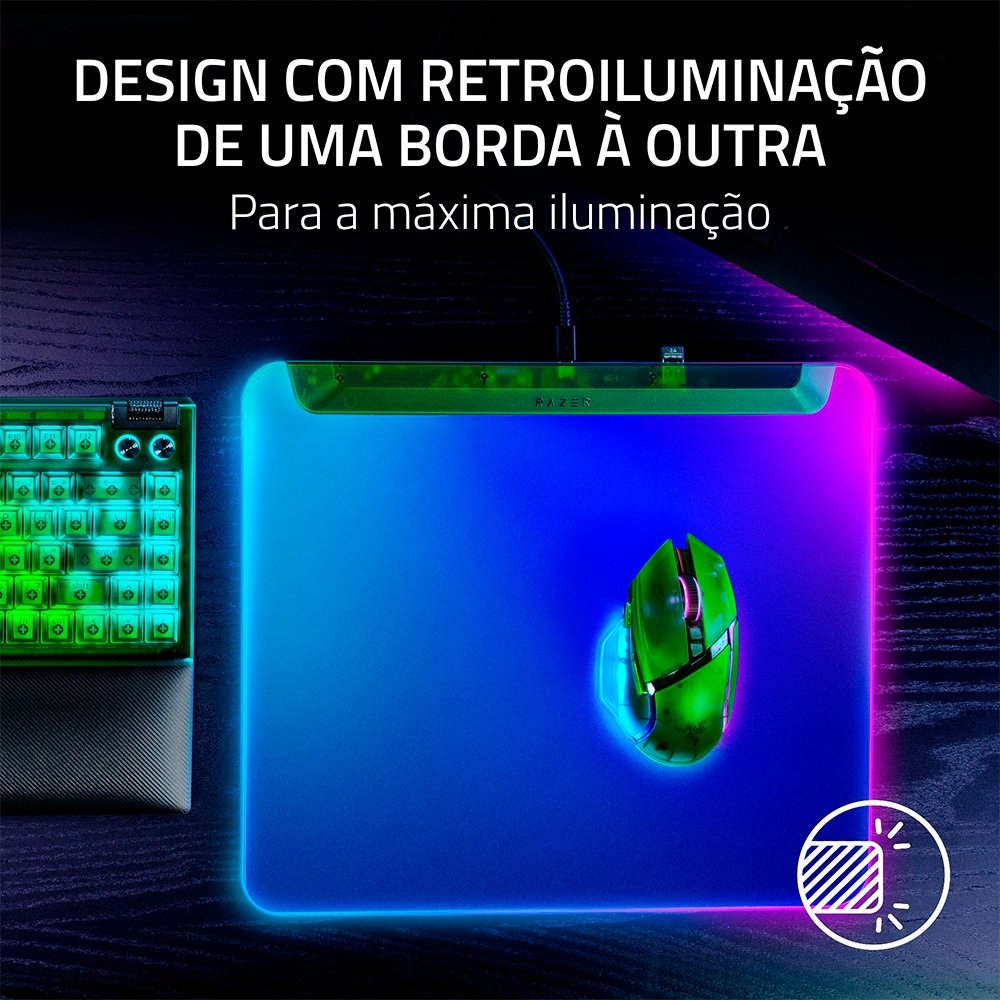 Imagem 4 de 9 do produto Mousepad Gamer Razer Firefly V2 Pro, Iluminação RGB Multi-zona, Phantom Green - RZ02-04920300