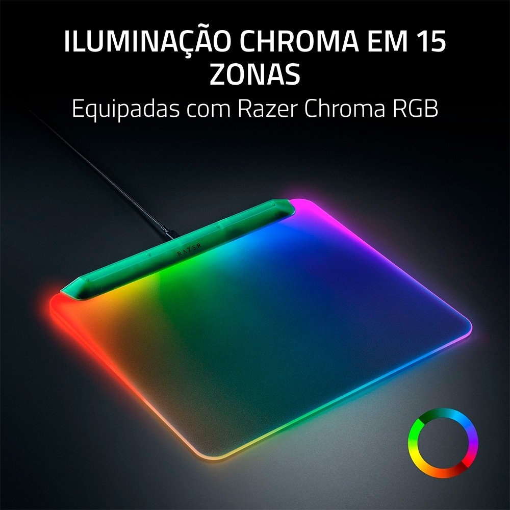 Imagem 5 de 9 do produto Mousepad Gamer Razer Firefly V2 Pro, Iluminação RGB Multi-zona, Phantom Green - RZ02-04920300