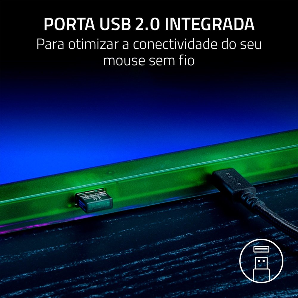 Imagem 6 de 9 do produto Mousepad Gamer Razer Firefly V2 Pro, Iluminação RGB Multi-zona, Phantom Green - RZ02-04920300