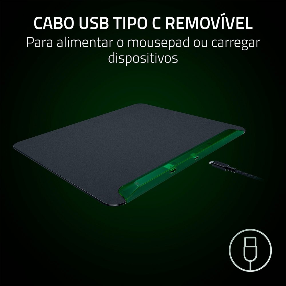 Imagem 7 de 9 do produto Mousepad Gamer Razer Firefly V2 Pro, Iluminação RGB Multi-zona, Phantom Green - RZ02-04920300