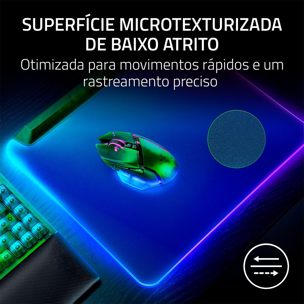 Imagem 8 de 9 do produto Mousepad Gamer Razer Firefly V2 Pro, Iluminação RGB Multi-zona, Phantom Green - RZ02-04920300