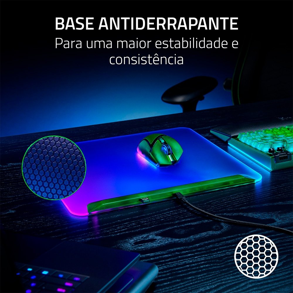 Imagem 9 de 9 do produto Mousepad Gamer Razer Firefly V2 Pro, Iluminação RGB Multi-zona, Phantom Green - RZ02-04920300