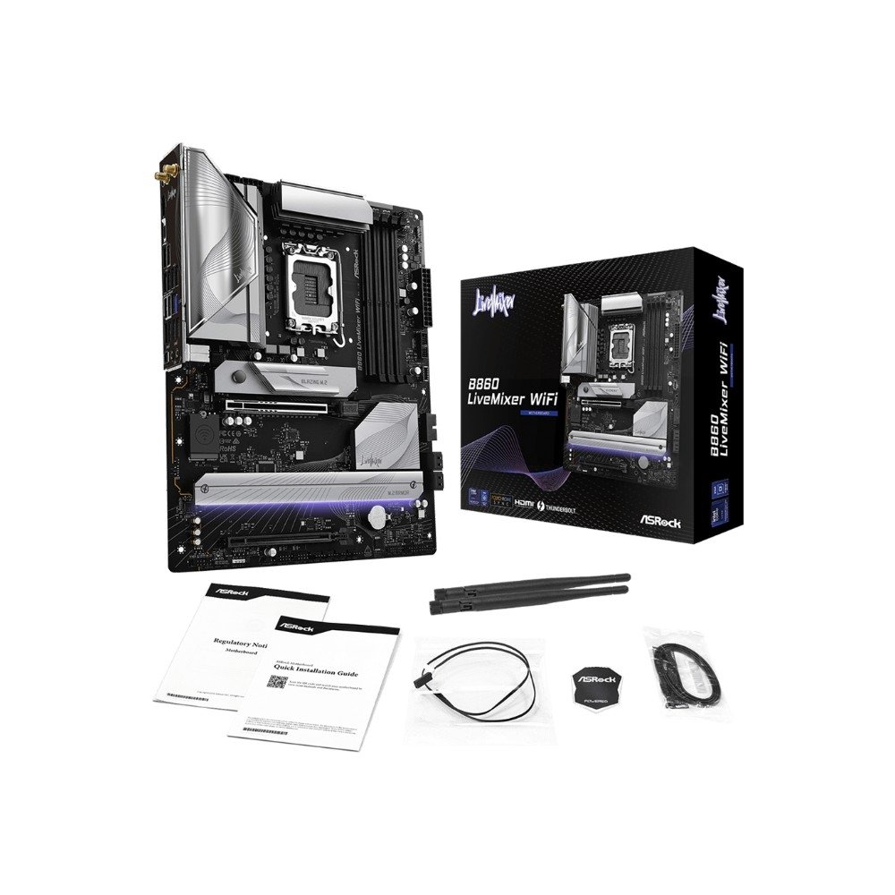 Placa-Mãe ASRock B860 LiveMixer WiFi, Intel LGA 1851, ATX, DDR5 - 90-MXBQV0-A0UAYZ 8