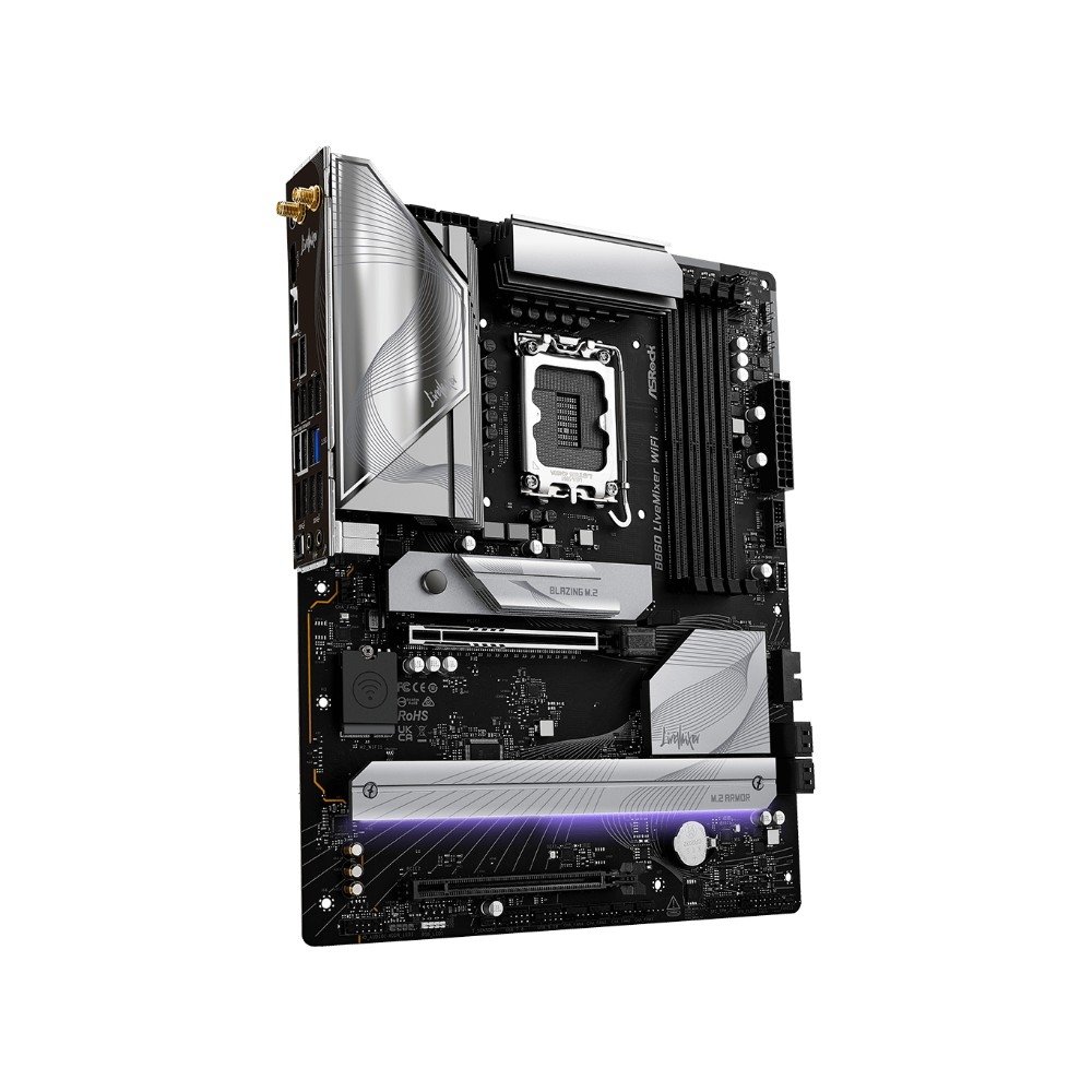 Placa-Mãe ASRock B860 LiveMixer WiFi, Intel LGA 1851, ATX, DDR5 - 90-MXBQV0-A0UAYZ 7