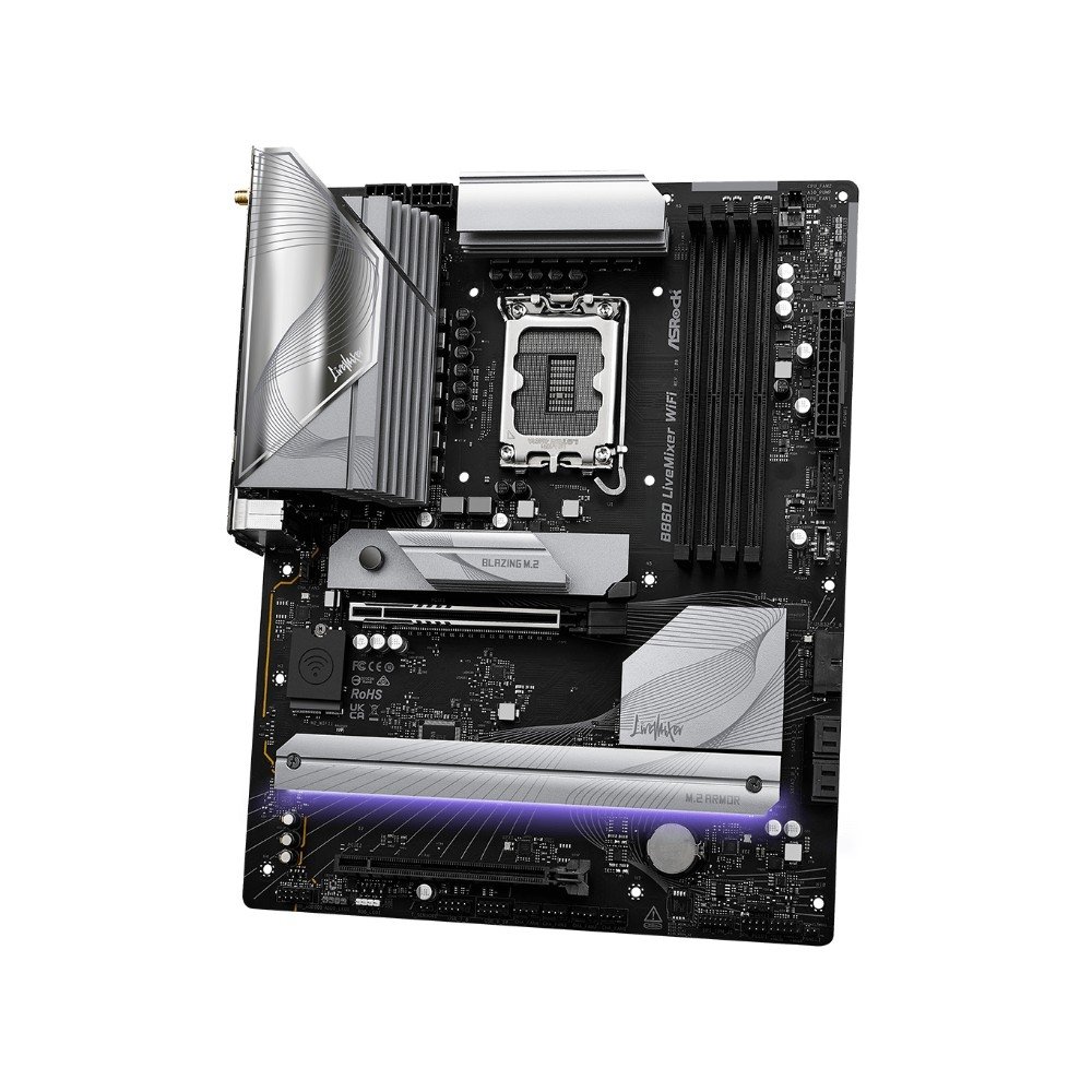 Placa-Mãe ASRock B860 LiveMixer WiFi, Intel LGA 1851, ATX, DDR5 - 90-MXBQV0-A0UAYZ 6