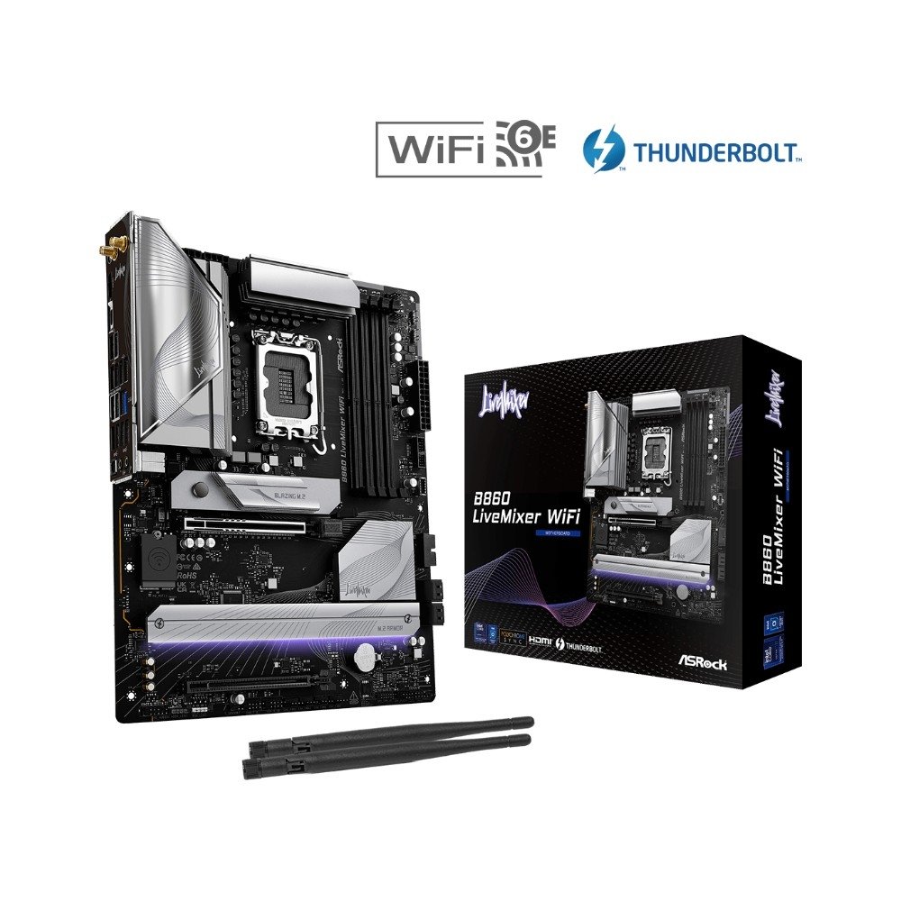 Placa-Mãe ASRock B860 LiveMixer WiFi, Intel LGA 1851, ATX, DDR5 - 90-MXBQV0-A0UAYZ 10