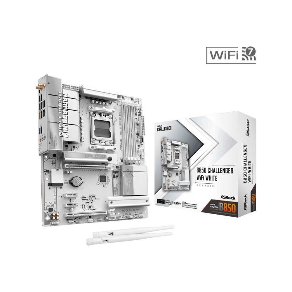 Placa-Mãe ASRock B850 Challenger WiFi White, AMD AM5, ATX, DDR5 - 90-MXBTF0-A0UAYZ