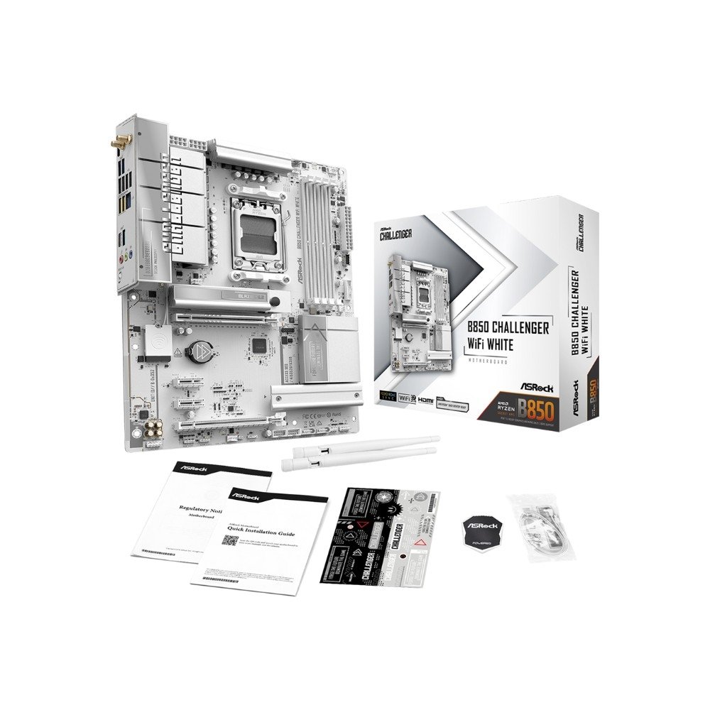 Placa-Mãe ASRock B850 Challenger WiFi White, AMD AM5, ATX, DDR5 - 90-MXBTF0-A0UAYZ