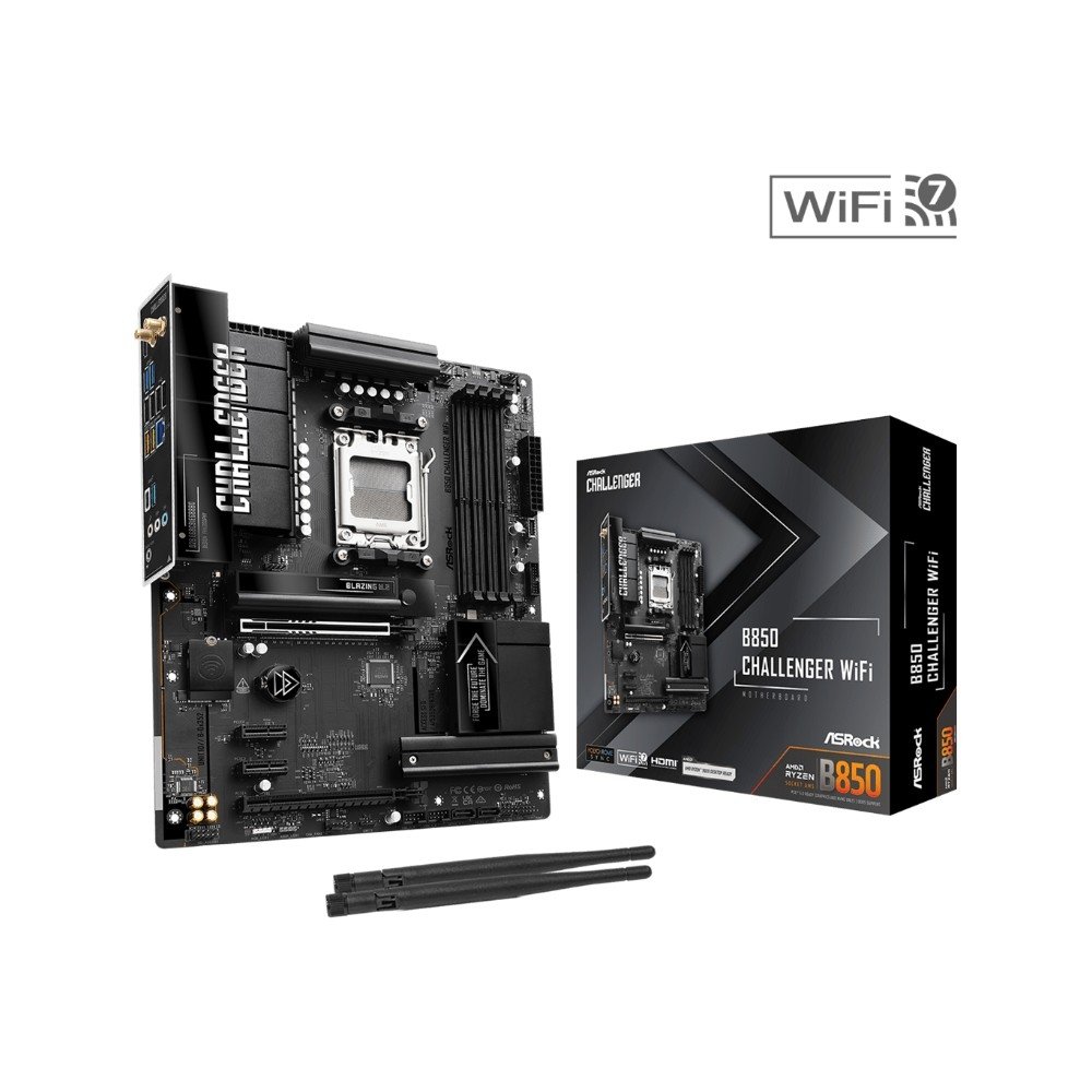 Placa-Mãe ASRock B850 Challenger WiFi, AMD AM5, ATX, DDR5 - 90-MXBTD0-A0UAYZ