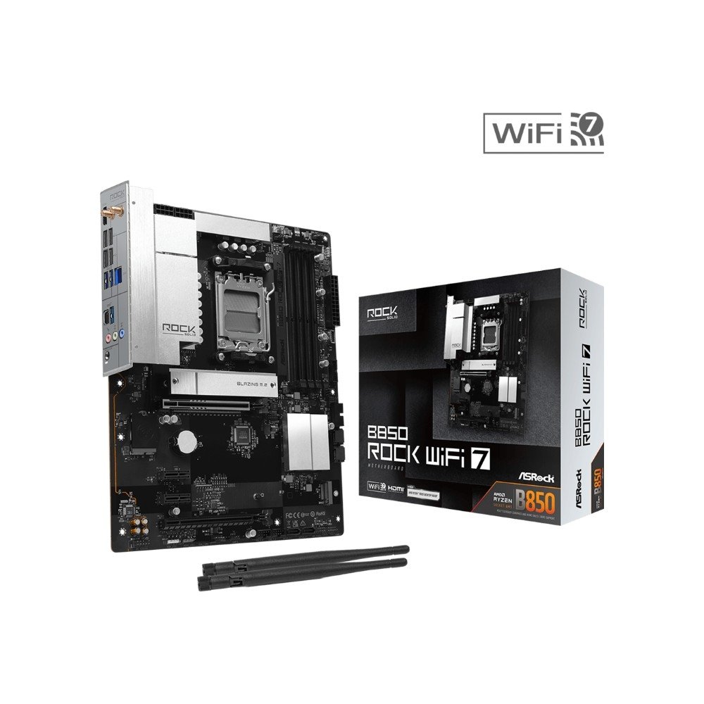Imagem 4 de 5 do produto Placa-Mãe ASRock B850 Rock WiFi 7, AMD AM5, ATX, DDR5 - 90-MXBU20-A0UAYZ