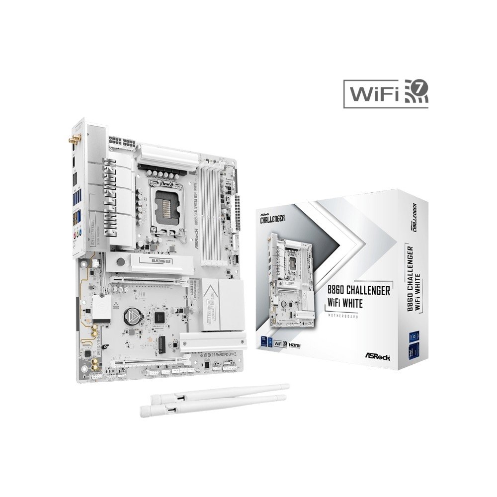 Imagem 3 de 7 do produto Placa-Mãe ASRock B860 Challenger WiFi White, Intel LGA 1851, ATX, DDR5 - 90-MXBUB0-A0UAYZ