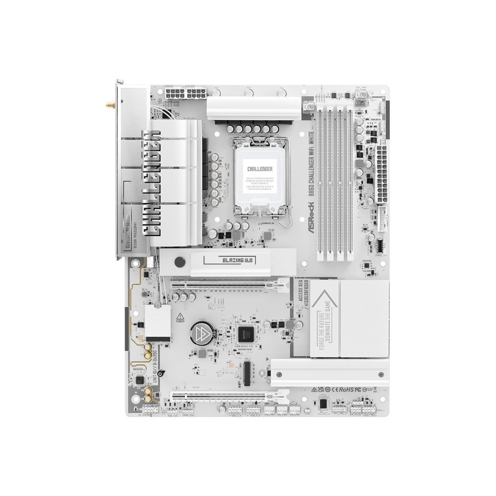Imagem 2 de 7 do produto Placa-Mãe ASRock B860 Challenger WiFi White, Intel LGA 1851, ATX, DDR5 - 90-MXBUB0-A0UAYZ