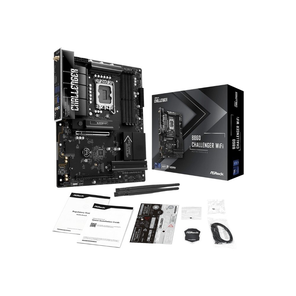 Placa-Mãe ASRock B860 Challenger WiFi, Intel LGA 1851, ATX, DDR5 - 90-MXBUB0-A0UAYZ