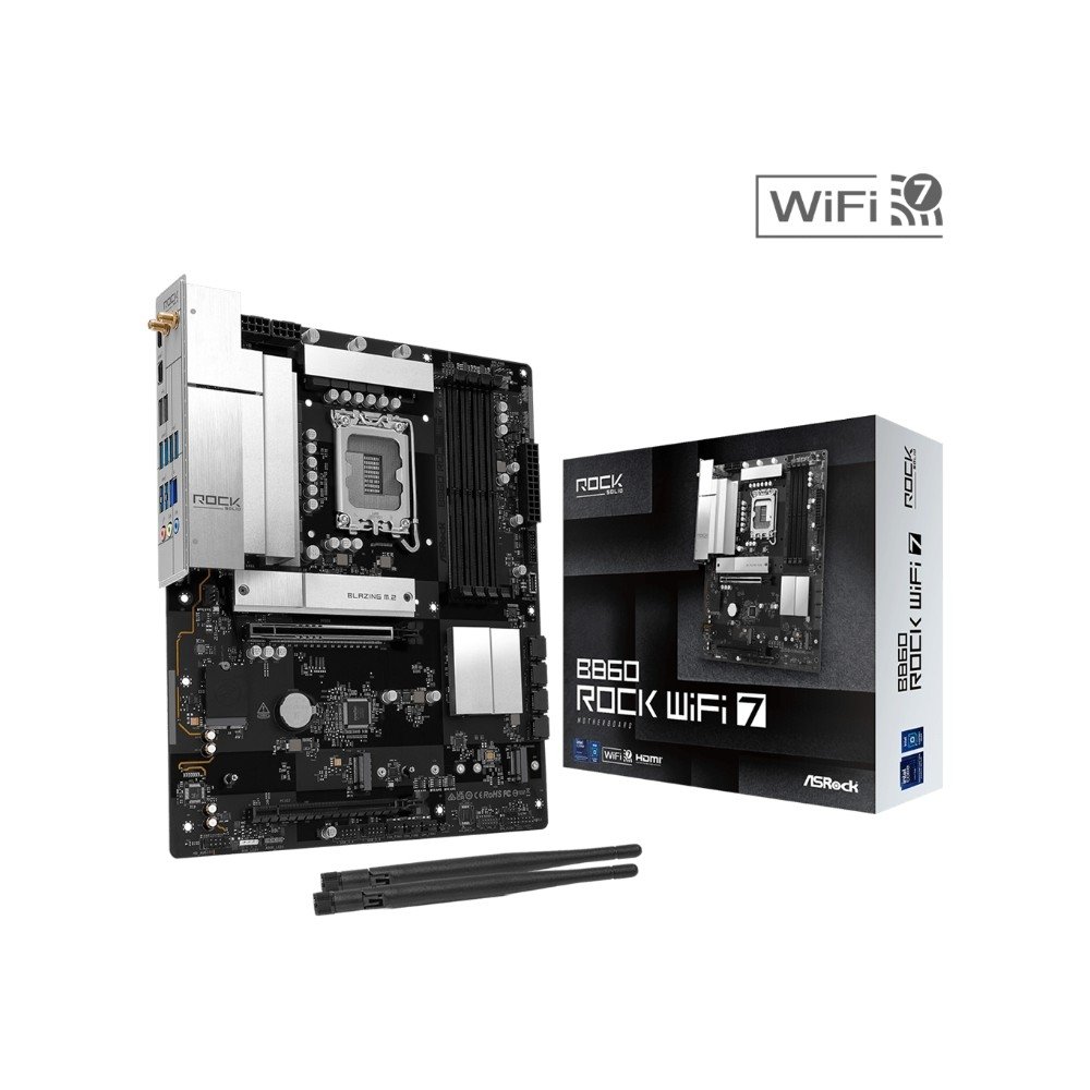 Placa-Mãe ASRock B860 Rock WiFi 7, Intel LGA 1851, ATX, DDR5 - 90-MXBUA0-A0UAYZ 9