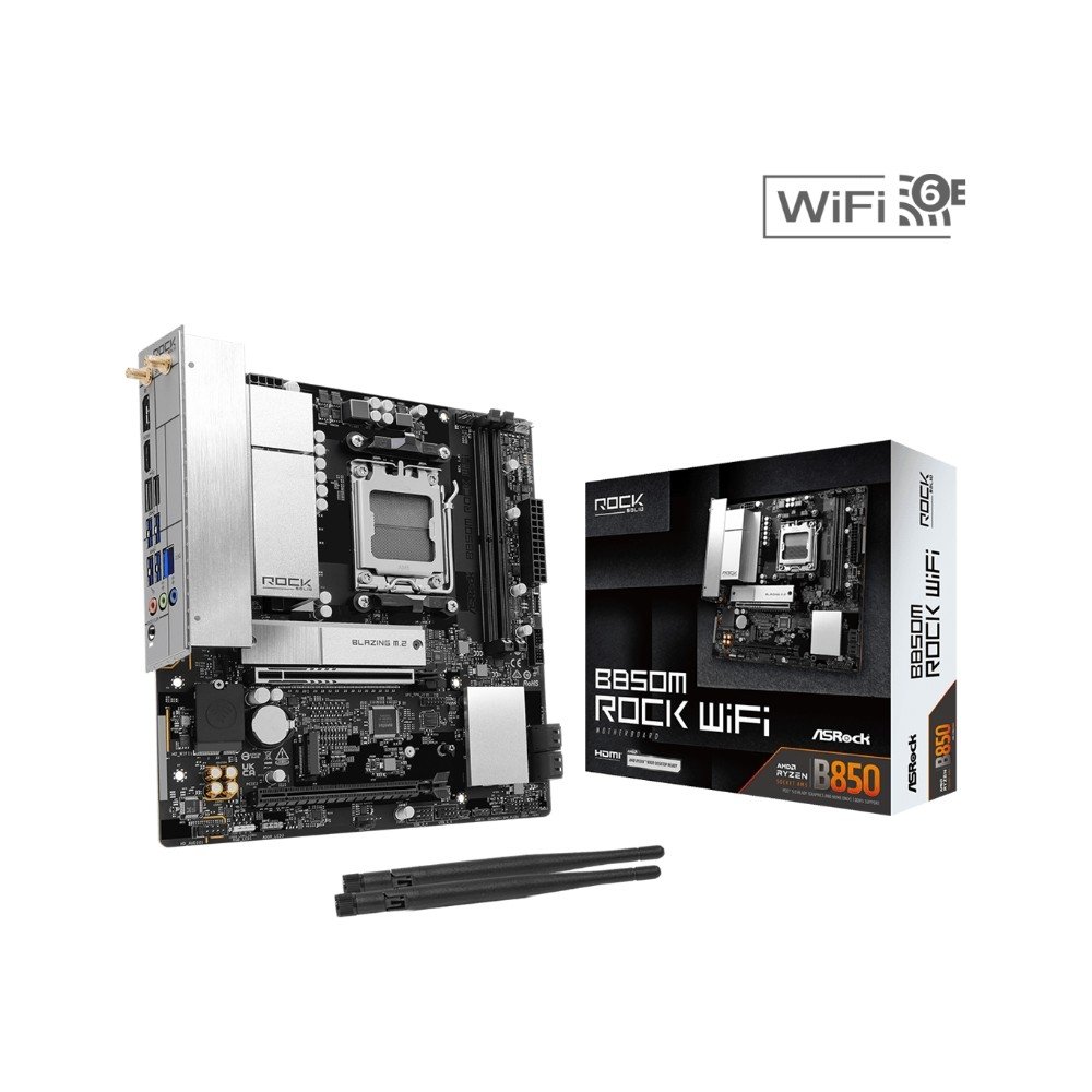 Imagem 4 de 5 do produto Placa-Mãe ASRock B850M Rock WiFi, AMD AM5, Micro ATX, DDR5 - 90-MXBU70-A0UAYZ