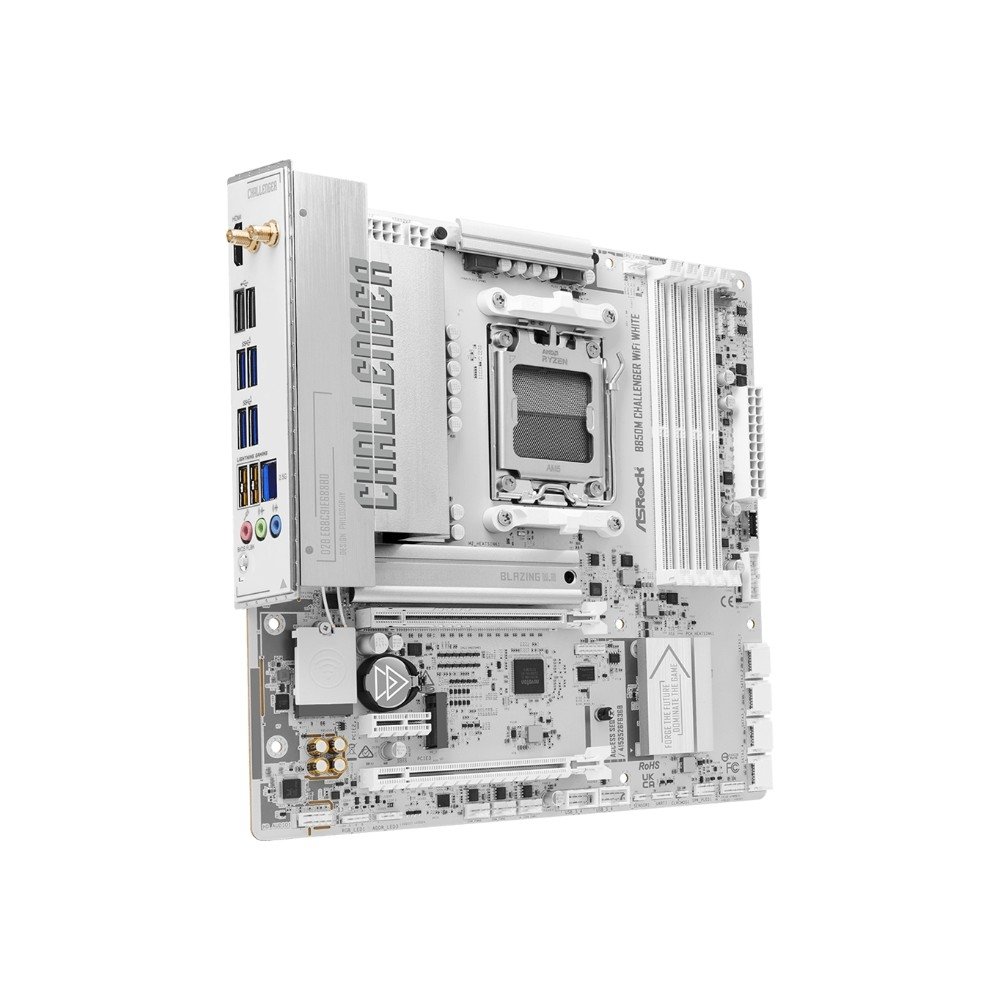 Placa-Mãe ASRock B850M Challenger WiFi White, AMD AM5, Micro ATX, DDR5 - 90-MXBU50-A0UAYZ Placa-Mãe ASRock B850M Challenger WiFi White, AMD AM5, Micro ATX, DDR5 - 90-MXBU50-A0UAYZ