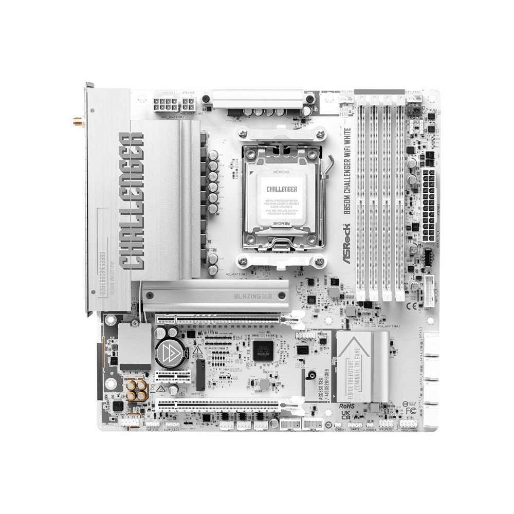 Placa-Mãe ASRock B850M Challenger WiFi White, AMD AM5, Micro ATX, DDR5 - 90-MXBU50-A0UAYZ Placa-Mãe ASRock B850M Challenger WiFi White, AMD AM5, Micro ATX, DDR5 - 90-MXBU50-A0UAYZ