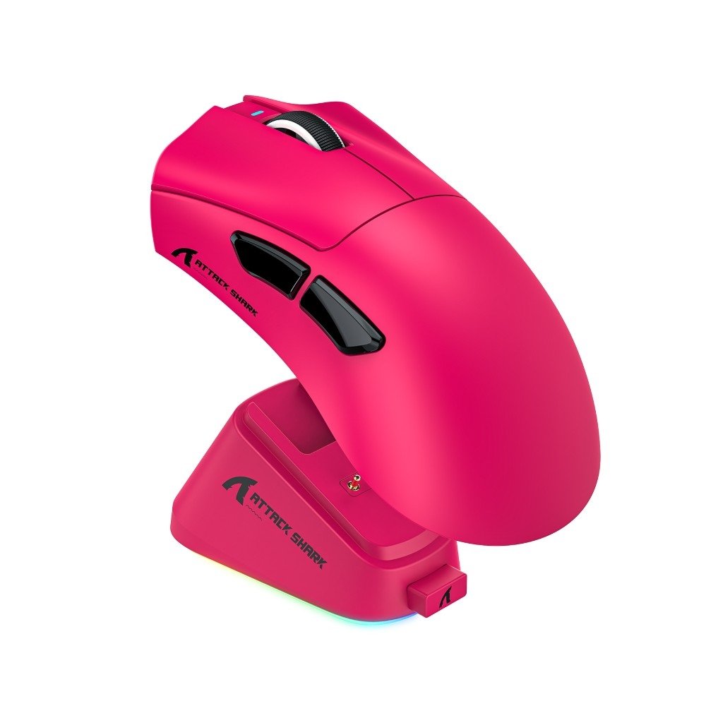 Mouse Gamer Sem Fio Attack Shark V3PRO, RGB, ( Balão.info) DPI, Tri-Mode Wireless Bluetooth USB-C, Berry Red - V3PRO - view 2