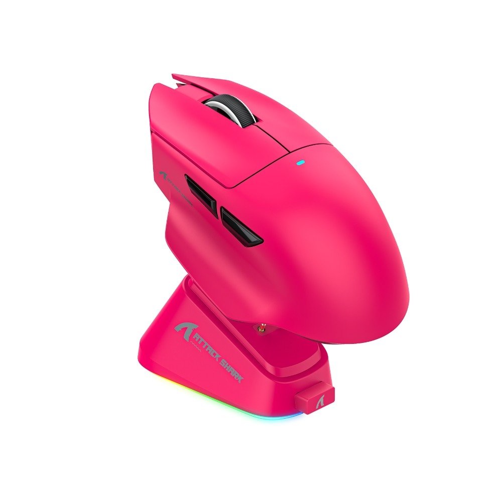Mouse Gamer Sem Fio Attack Shark V6, RGB, ( Balão.info) DPI, Tri-Mode Wireless Bluetooth USB-C, Berry Red - V6 - view 2