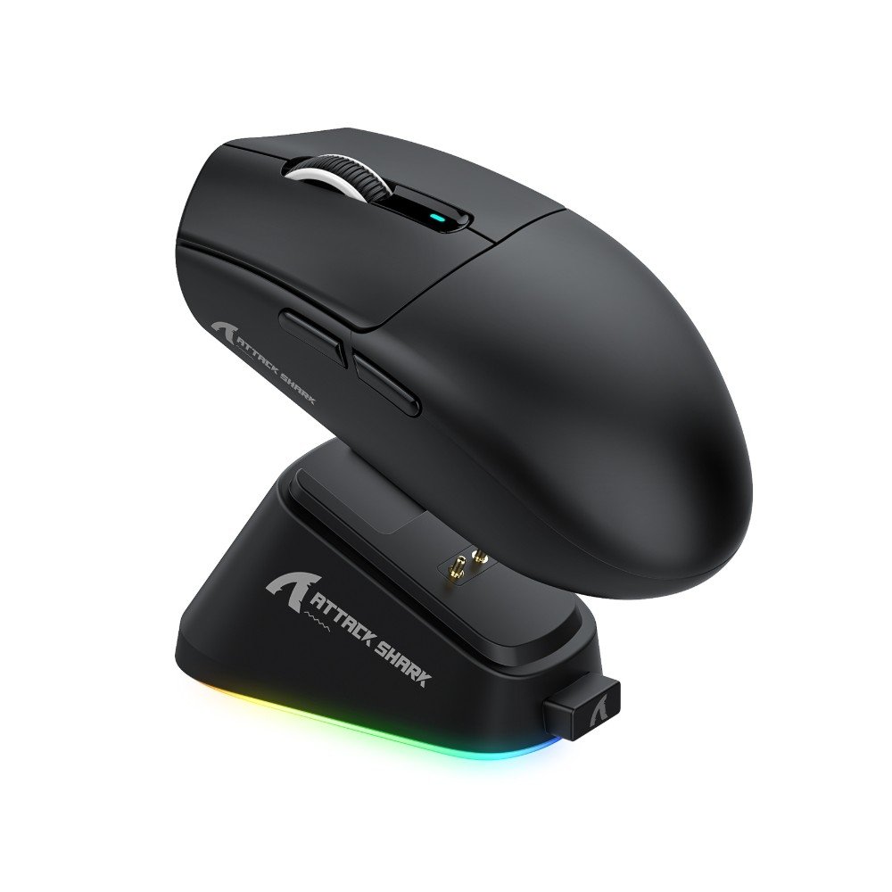 Mouse Gamer Sem Fio Attack Shark G3 Pro, ( Balão.info) DPI, Switch Omron, Com Base de Carregamento, Tri-Mode Wireless Bluetooth USB-C, Preto - G3 PRO - view 2