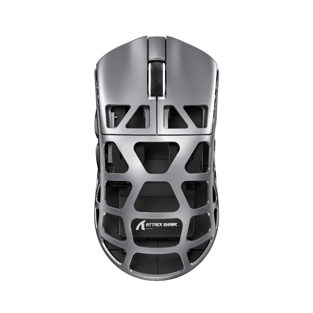 Mouse Gamer Sem Fio Attack Shark R3 Magnesium, 26000 DPI, Liga de Magnésio, Switch Kailh Black Mamba, Tri-Mode Wireless Bluetooth USB-C, Cinza - R3