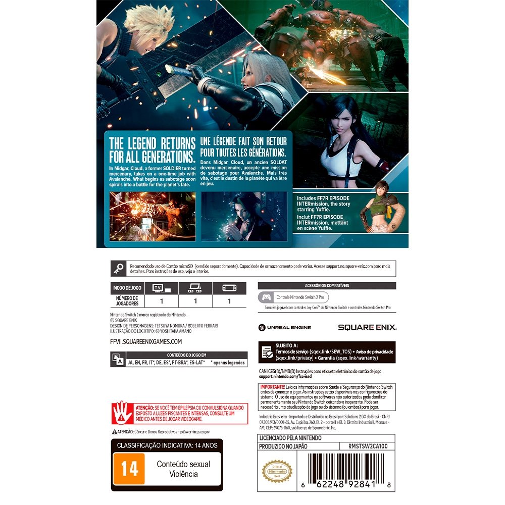 Imagem 4 de 4 do produto Jogo FINAL FANTASY VII REMAKE INTERGRADE, para Nintendo Switch 2 - SE000292NSW