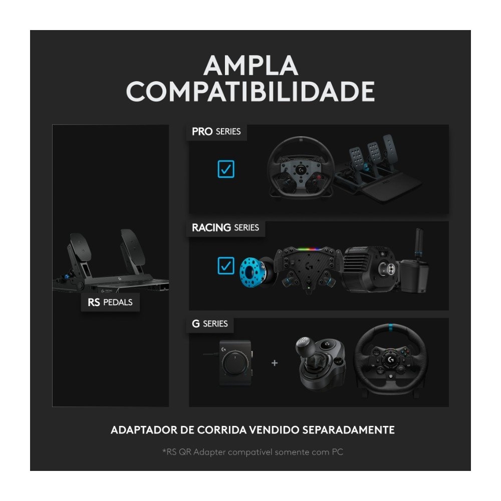 Pedais De Simulação De Corrida Logitech G RS Pedals, PC, PlayStation e Xbox, Célula De Carga, Ajustável, Aço Inoxidável, Preto - 941-000309 - view 6