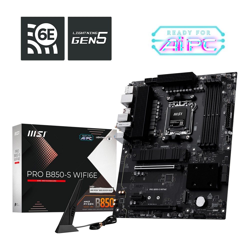 Imagem 6 de 7 do produto Placa-Mãe MSI PRO B850-S WiFi 6E, AMD AM5, ATX, DDR5 - PROB850SWIFI6E
