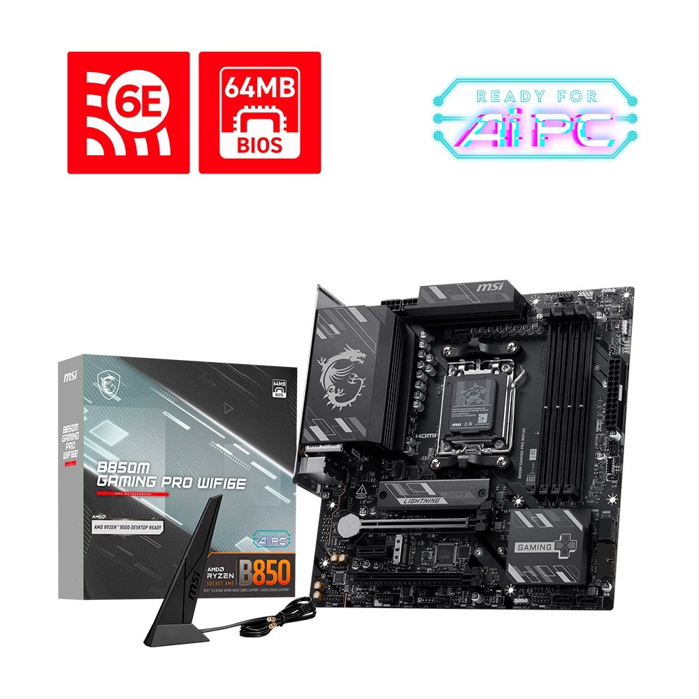 Imagem 6 de 7 do produto Placa-Mãe MSI B850M Gaming Pro WiFi 6E, AMD AM5, mATX, DDR5 - B850MGPROWIFI6E