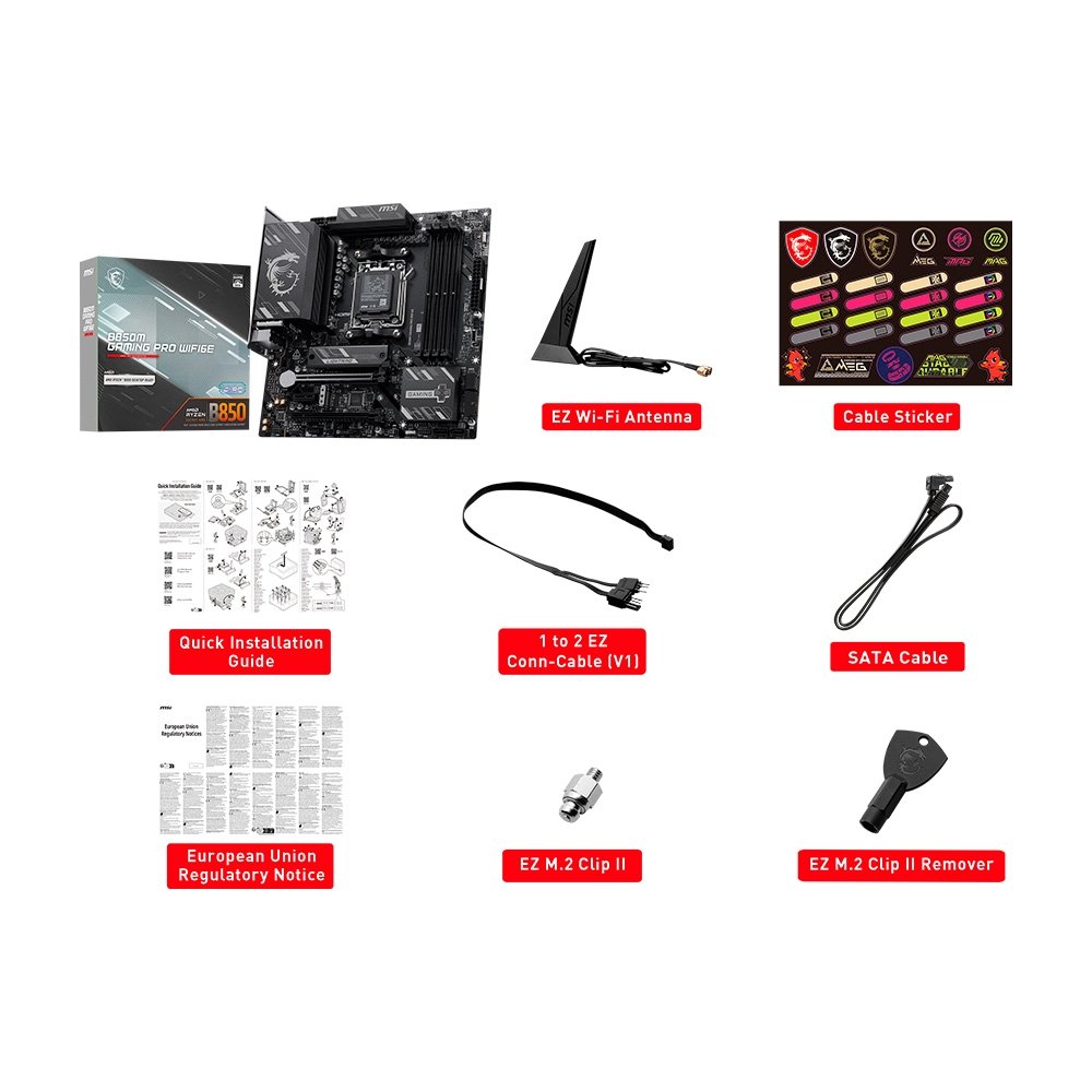 Imagem 7 de 7 do produto Placa-Mãe MSI B850M Gaming Pro WiFi 6E, AMD AM5, mATX, DDR5 - B850MGPROWIFI6E