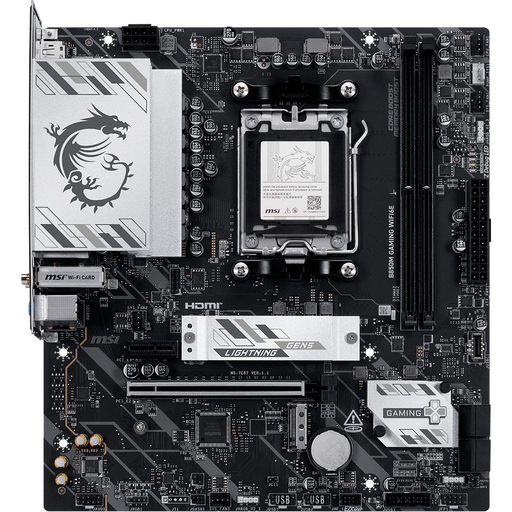 Placa-Mãe MSI B850M Gaming WiFi 6E, AMD AM5, mATX, DDR5 - B850MGWIFI6E 5