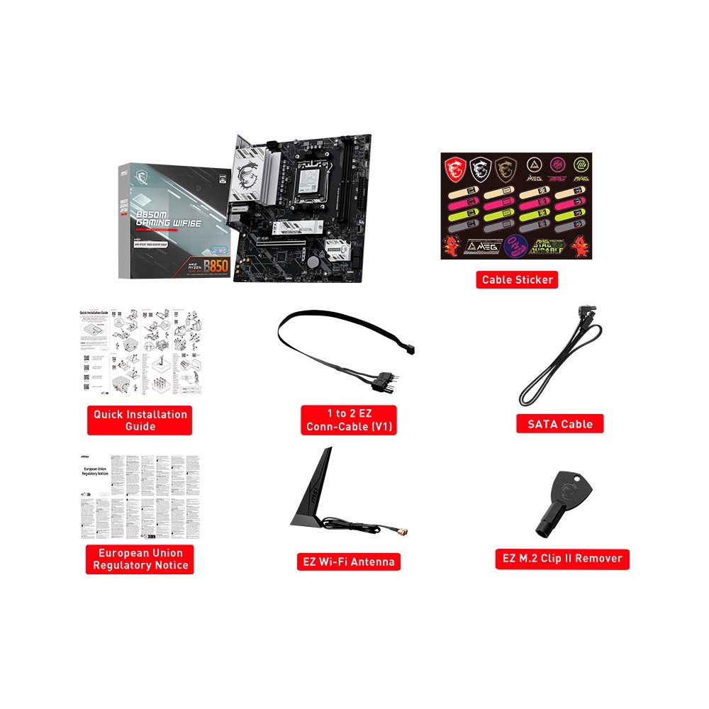 Imagem 8 de 8 do produto Placa-Mãe MSI B850M Gaming WiFi 6E, AMD AM5, mATX, DDR5 - B850MGWIFI6E