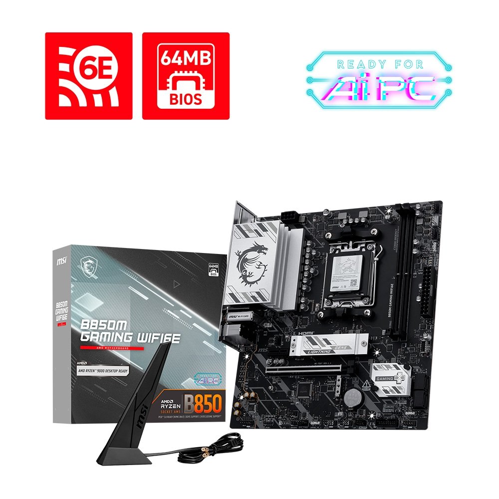 Placa-Mãe MSI B850M Gaming WiFi 6E, AMD AM5, mATX, DDR5 - B850MGWIFI6E