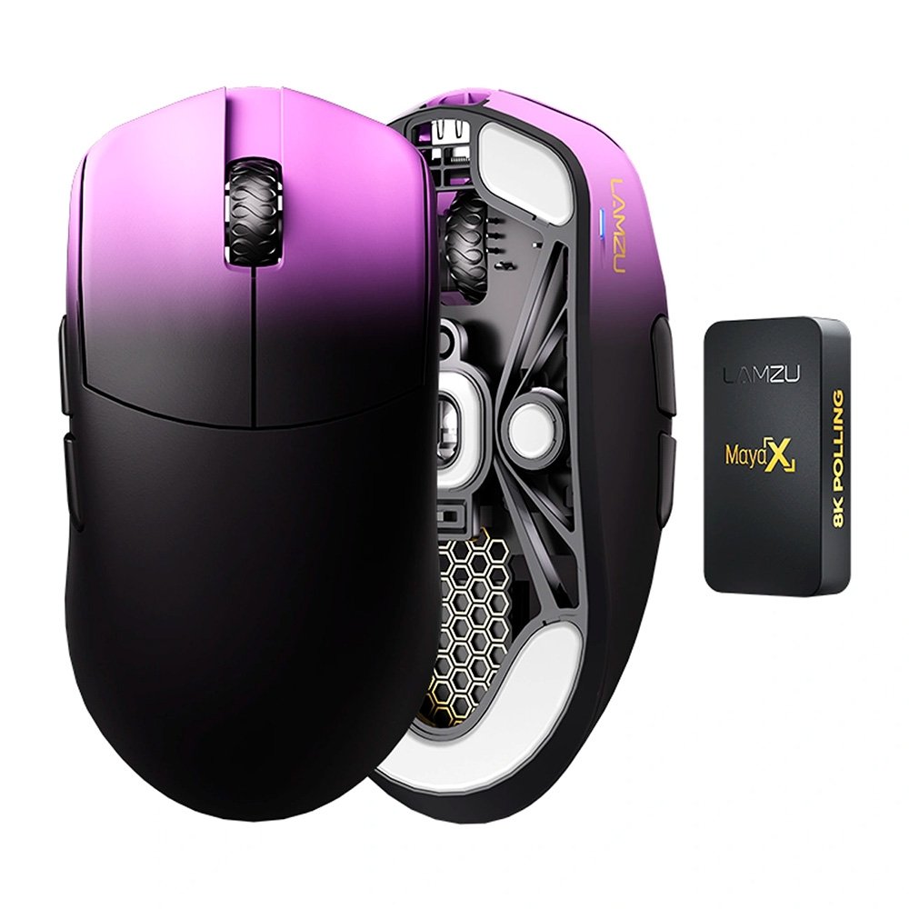 Mouse Gamer Sem Fio ( Balão.info) Maya X, 8000Hz, Sensor PWM 3950, DPI 30000, Ultra-Leve, Purple Shadow - 6975637430114 - foto 4