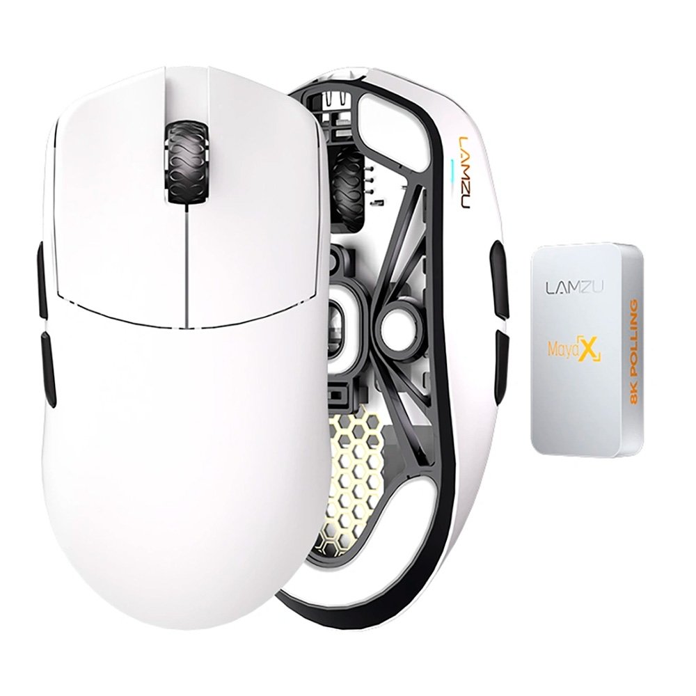 Mouse Gamer Sem Fio ( Balão.info) Maya X, 8000Hz, Sensor PWM 3950, DPI 30000, Ultra-Leve, Branco - 6975637430091 - foto 2