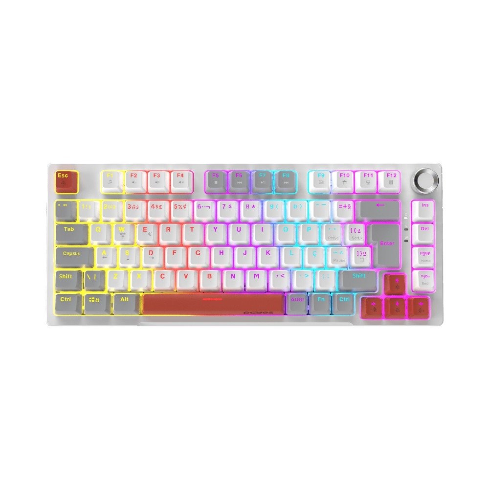 Teclado Mecânico Gamer PCYES Arkeum, 75%, RGB, Switch Blue, ABNT2, White Ghost - AKWG75BBR