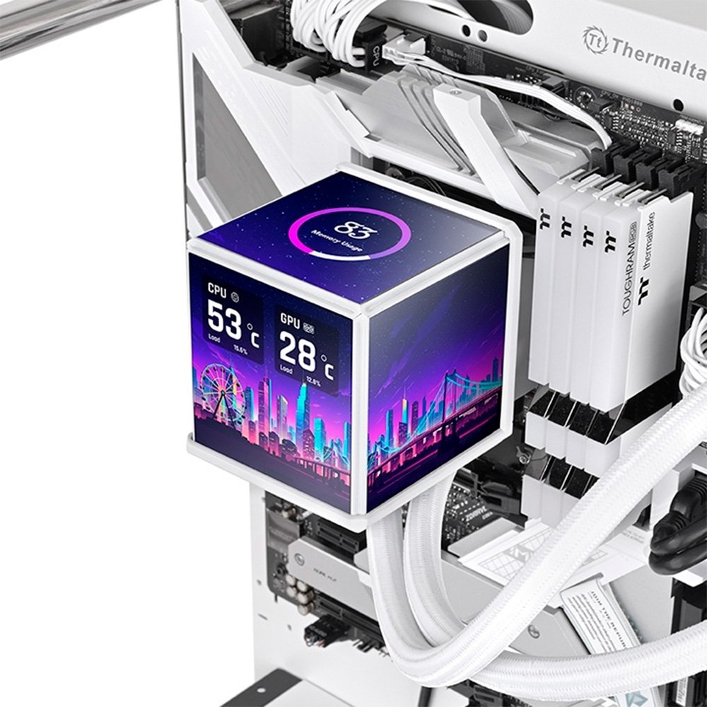 Imagem 2 de 6 do produto Water Cooler Thermaltake Minecube 360 Ultra ARGB Sync Snow Edition, 360mm, Quad-LCD, All-in-One, Branco - CL-W482-PL12SW-A