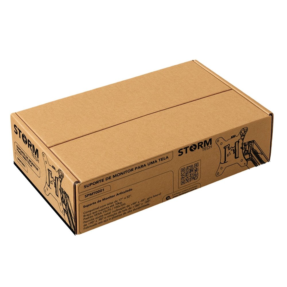 Imagem 9 de 9 do produto Suporte de Mesa Articulado Storm Tech para 1 Monitor ou TV de 17" a 32", Pistão a Gás, Ajuste de Altura, VESA, Preto - SPMT0001