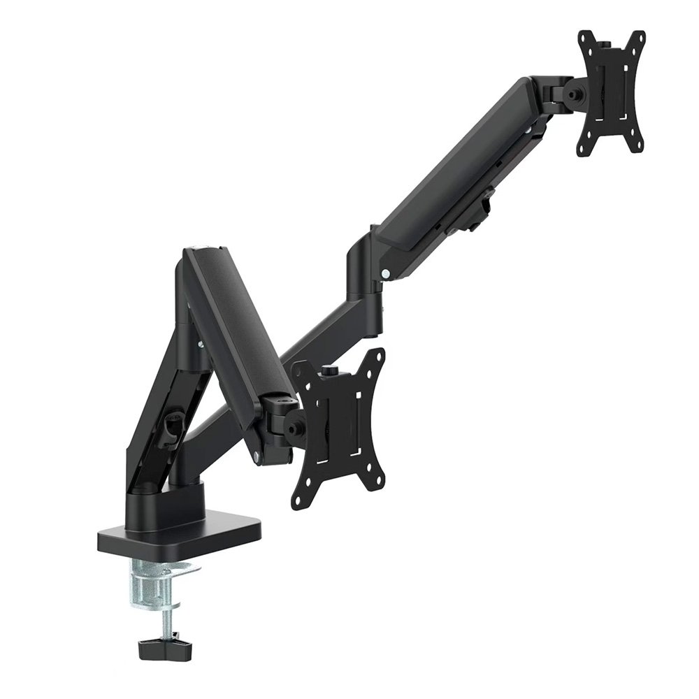 Imagem 5 de 9 do produto Suporte de Mesa Articulado Storm Tech para 2 Monitores ou TVs de 17" a 32", Pistão a Gás, Ajuste de Altura, Duplo, Preto - SPMT0002