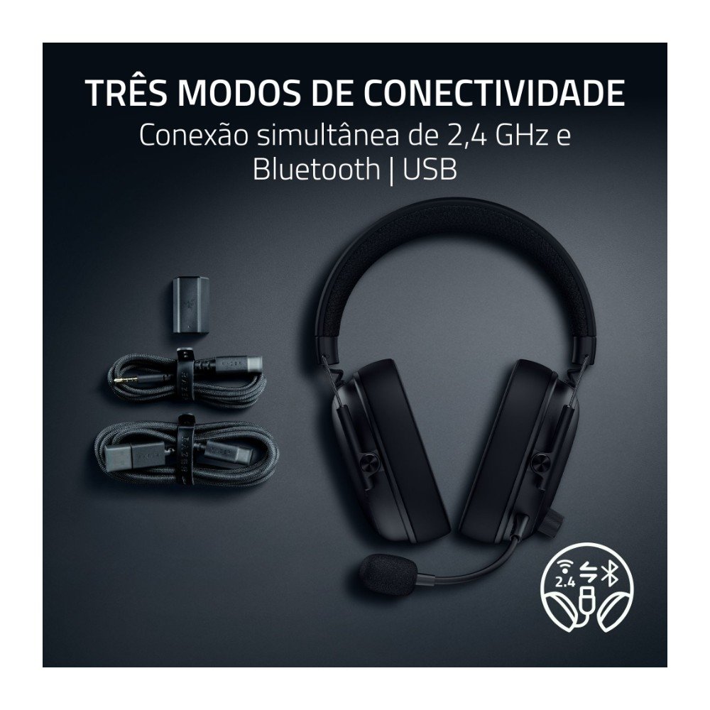 Imagem 2 de 5 do produto Headset Gamer Razer BlackShark V3 Pro Sem Fio, ANC, Drivers 50mm, 2.4 GHz, Bluetooth, Preto - RZ04-05400300