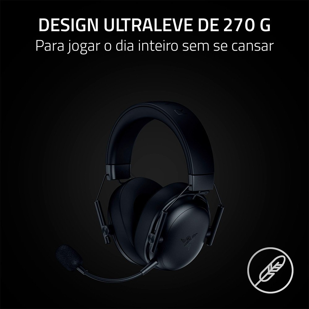 Headset Sem Fio Gamer Razer Blackshark V3 X HyperSpeed, Drivers 50mm, Ultra-Leve, Preto - RZ04-05420100 - view 5