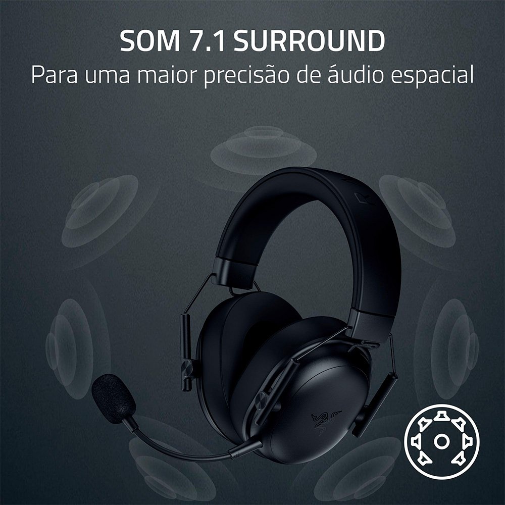 Headset Sem Fio Gamer Razer Blackshark V3 X HyperSpeed, Drivers 50mm, Ultra-Leve, Preto - RZ04-05420100 - view 7
